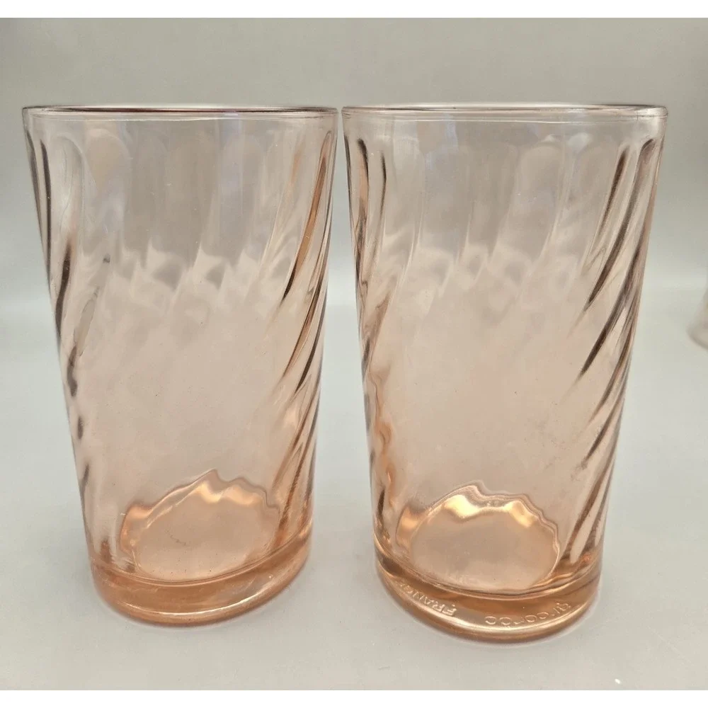 2 Vintage 60's Swirl Rosaline Tumblers 4.75
